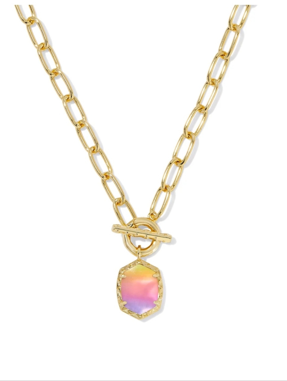 Kendra Scott Daphne Gold Chain Necklace in Sunrise Watercolor Illusion